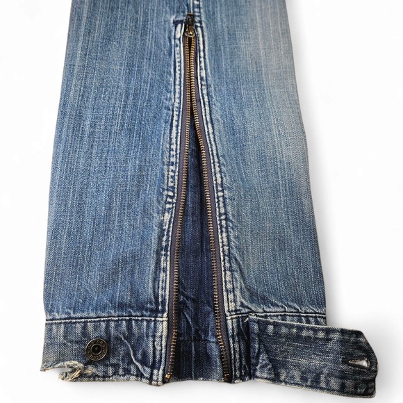 G Star Jeans Size 34 x 34 Low Com Straight Leg Zip Ankle Flap Pockets Distressed - Picture 3 of 13
